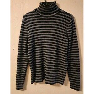 Lauren Ralph Lauren Vintage Embroidered Logo Rib Turtleneck Size XL Black Grey